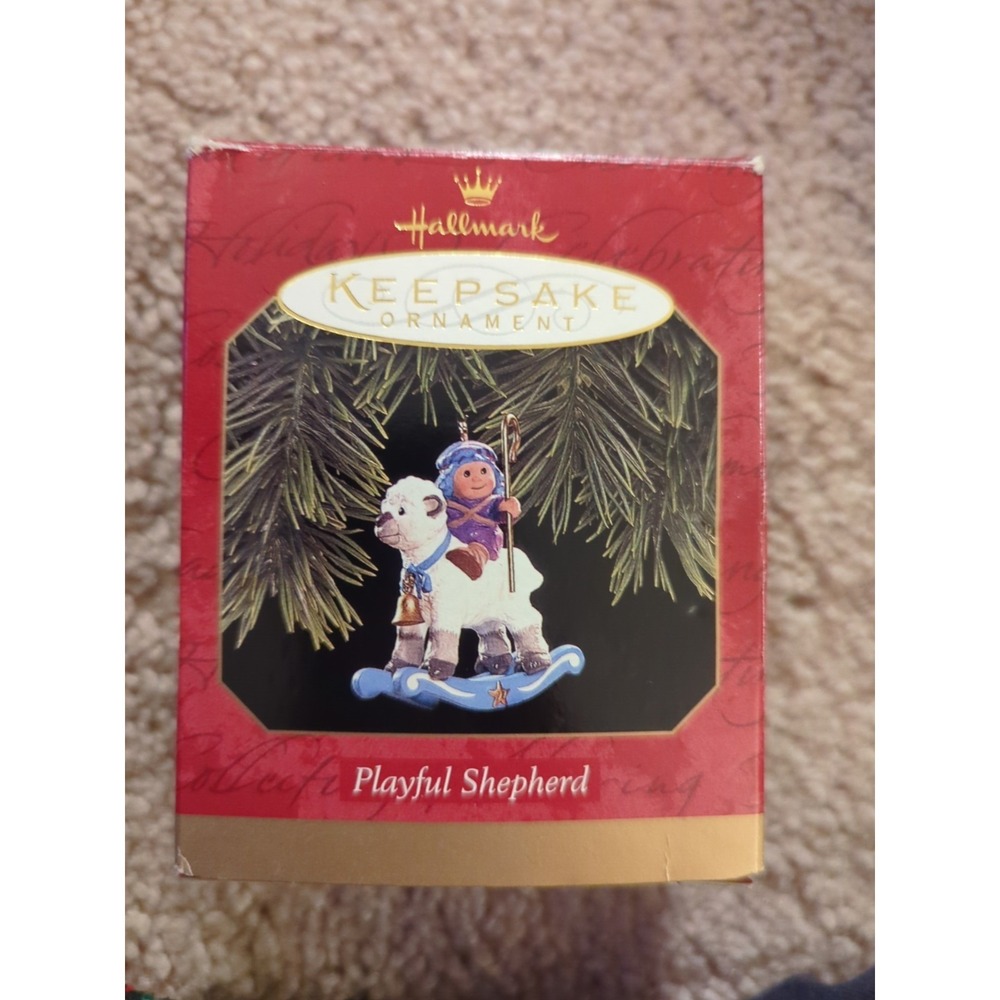 Hallmark Keepsake Ornament 1997 Playful Shepherd with Lamb Rocking Orig Box